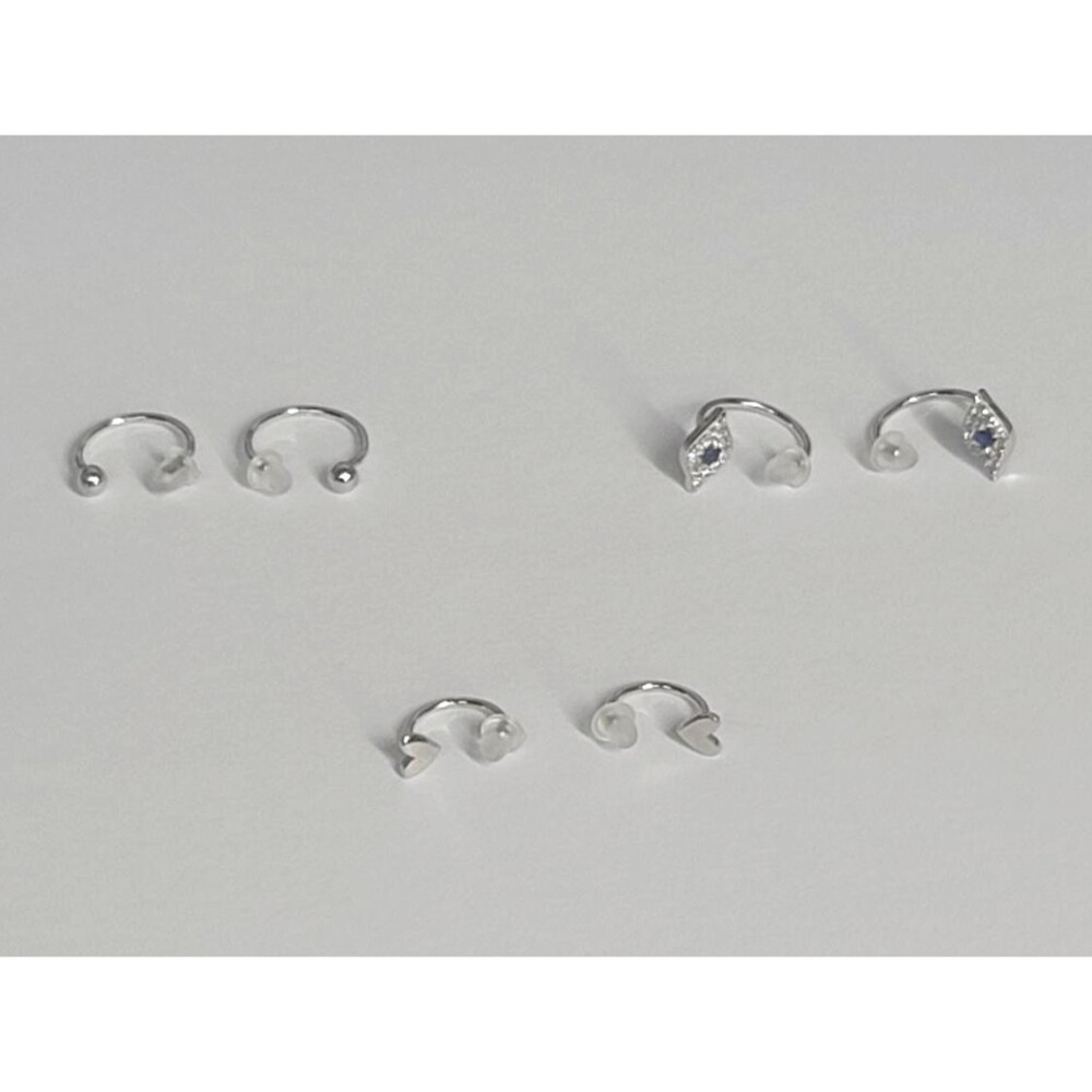 J&Co Jewellery Open Huggie Hoop - 925 Sterling Silver earrings - 3 Sets NEW